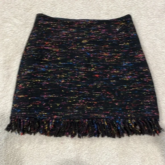 NEW GANNI WOOL A-LINE TWEED SKIRT in BLACK Size 38 / US 6